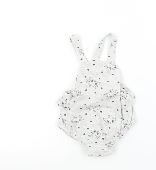 George Girls Grey Colourblock  Dungaree One-Piece Size 12-18 Months