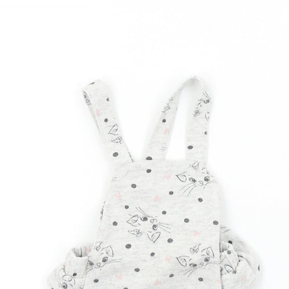 George Girls Grey Colourblock  Dungaree One-Piece Size 12-18 Months