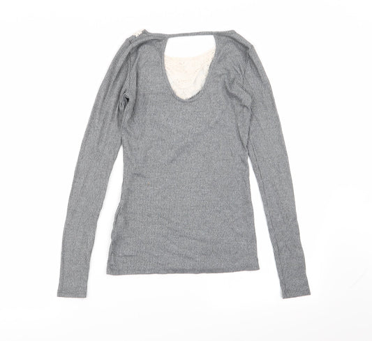 Womens UK Size XS Hollister Grey Basic T-Shirt
