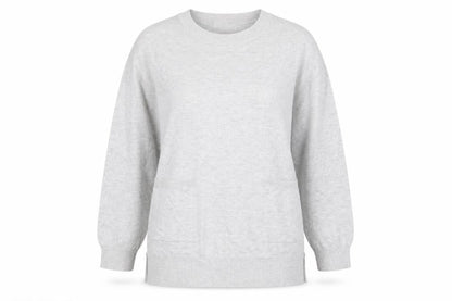 Front view of Gallery women’s grey jumper, size M
