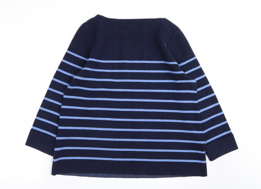 Adrienne Vittadini Womens Blue Striped  Pullover Jumper Size L