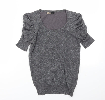 Womens UK Size 8 Topshop Grey Basic T-Shirt