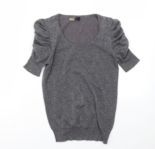 Womens UK Size 8 Topshop Grey Basic T-Shirt