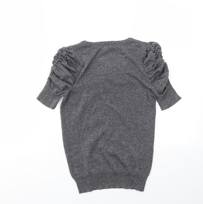 Womens UK Size 8 Topshop Grey Basic T-Shirt