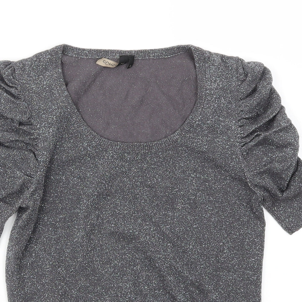 Womens UK Size 8 Topshop Grey Basic T-Shirt