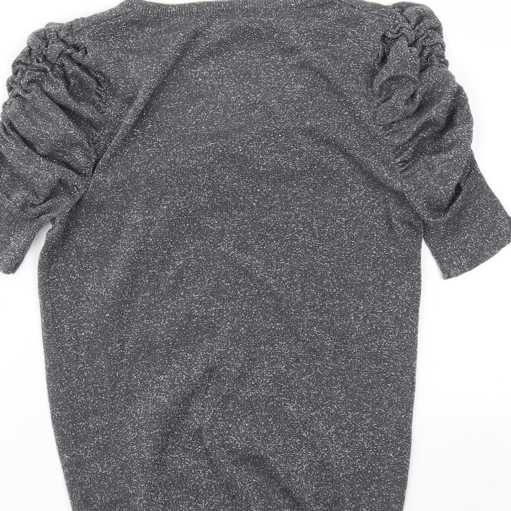 Womens UK Size 8 Topshop Grey Basic T-Shirt