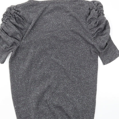 Womens UK Size 8 Topshop Grey Basic T-Shirt
