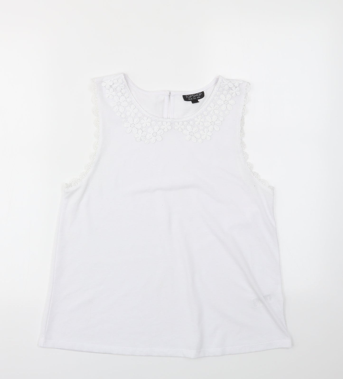 Womens UK Size 12 Topshop White Basic T-Shirt