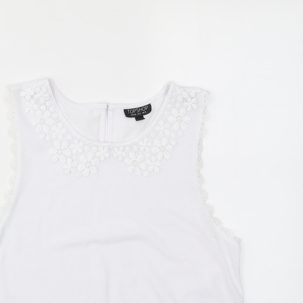 Womens UK Size 12 Topshop White Basic T-Shirt