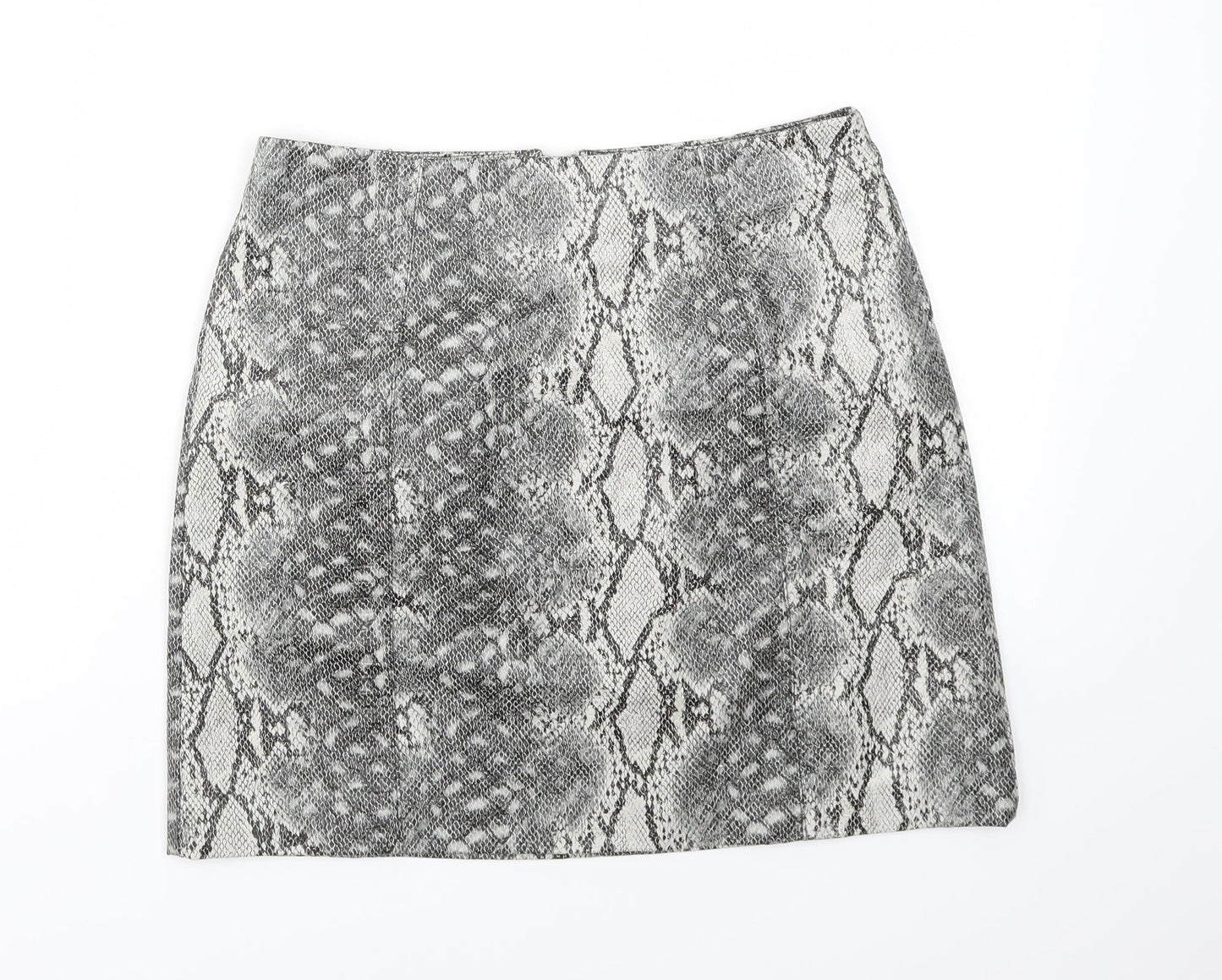NEW LOOK  Womens Grey Animal Print  A-Line Skirt Size 8