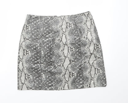 NEW LOOK  Womens Grey Animal Print  A-Line Skirt Size 8
