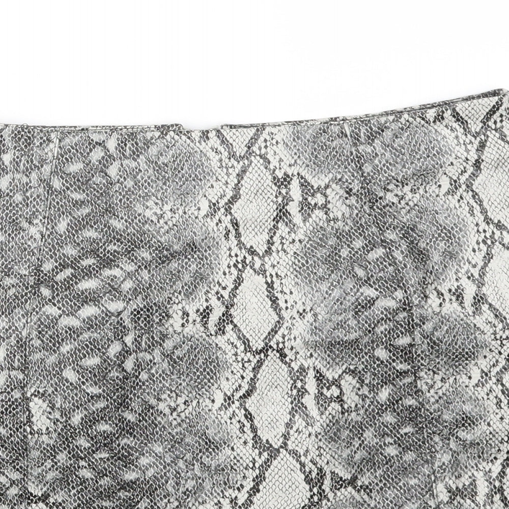 NEW LOOK  Womens Grey Animal Print  A-Line Skirt Size 8