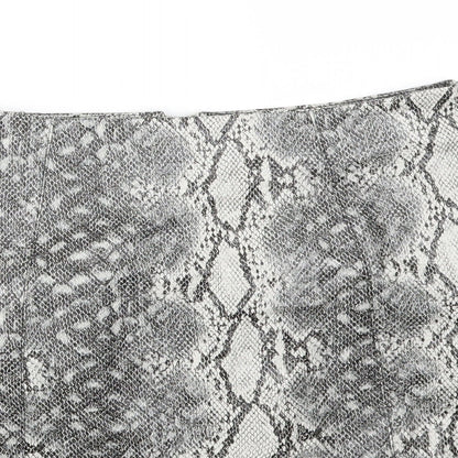 NEW LOOK  Womens Grey Animal Print  A-Line Skirt Size 8