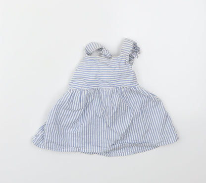 F&F Girls Blue Striped  Fit & Flare  Size 12-18 Months