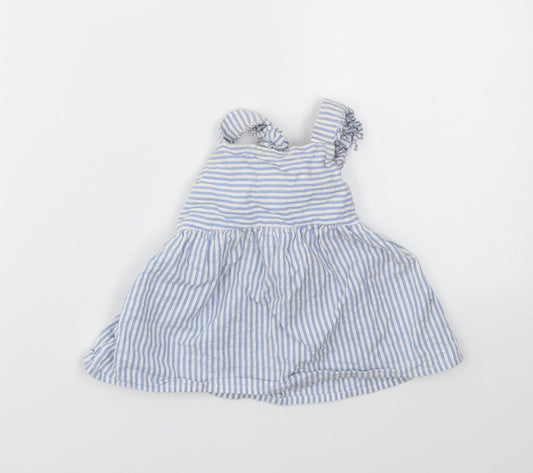 F&F Girls Blue Striped  Fit & Flare  Size 12-18 Months