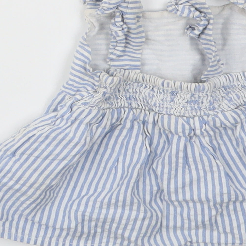 F&F Girls Blue Striped  Fit & Flare  Size 12-18 Months