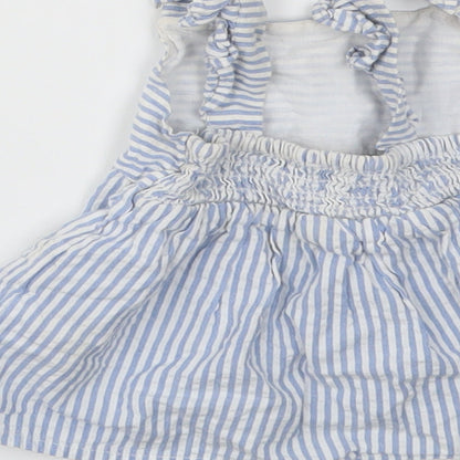 F&F Girls Blue Striped  Fit & Flare  Size 12-18 Months