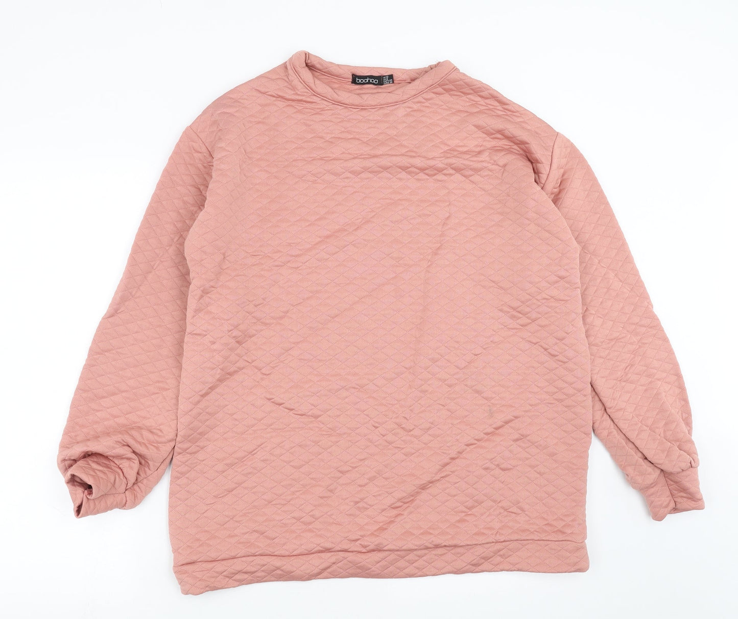Boohoo Womens Pink Argyle/Diamond  Pullover Sweatshirt Size 12