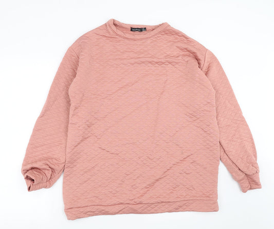 Boohoo Womens Pink Argyle/Diamond  Pullover Sweatshirt Size 12