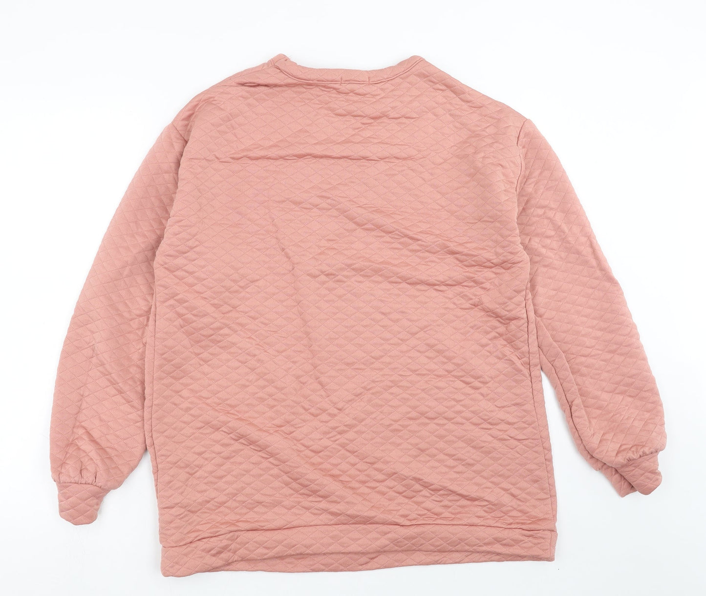 Boohoo Womens Pink Argyle/Diamond  Pullover Sweatshirt Size 12