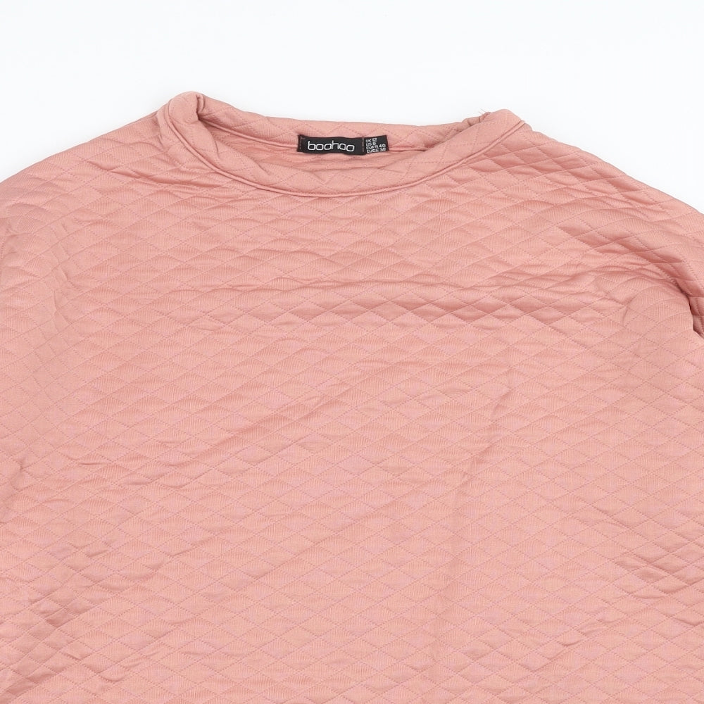 Boohoo Womens Pink Argyle/Diamond  Pullover Sweatshirt Size 12