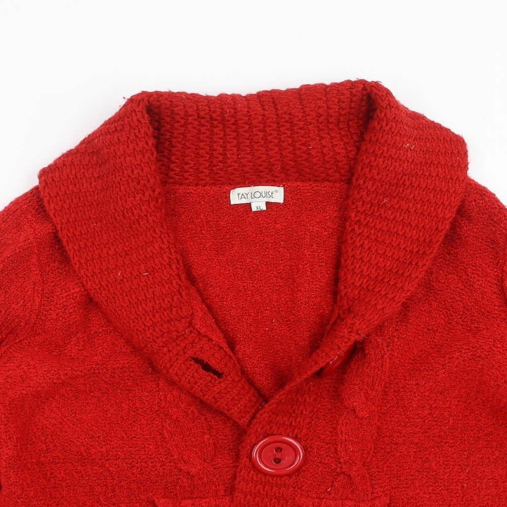 Womens UK Size XL Fay Louise Red Cardigan Jumper