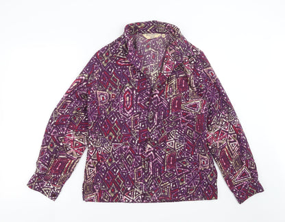 EWM Womens Purple Geometric  Basic Blouse Size 14