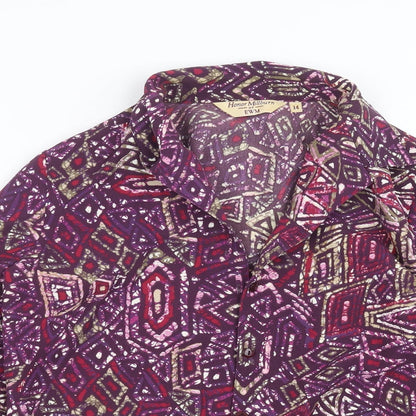 EWM Womens Purple Geometric  Basic Blouse Size 14