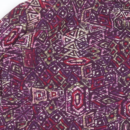 EWM Womens Purple Geometric  Basic Blouse Size 14