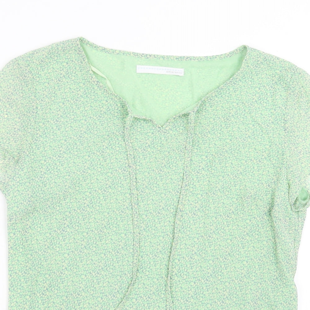 AMARANTO Womens Green Geometric  Basic Blouse Size 16