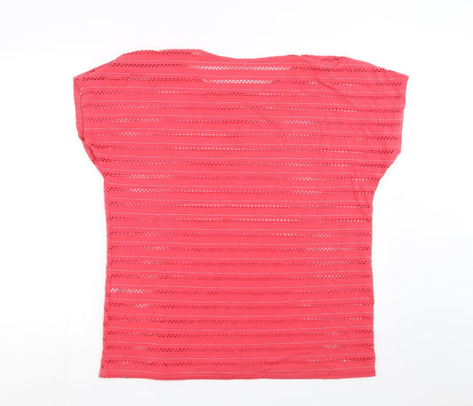 Evie  Womens Pink Striped  Basic T-Shirt Size 14  - cut out pattern