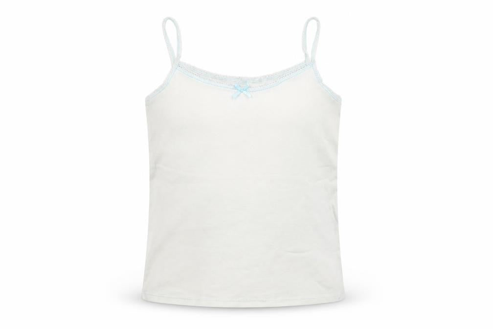 Front view of Marks & Spencer girls’ white camisole t-shirt, size 6-7, years - vest