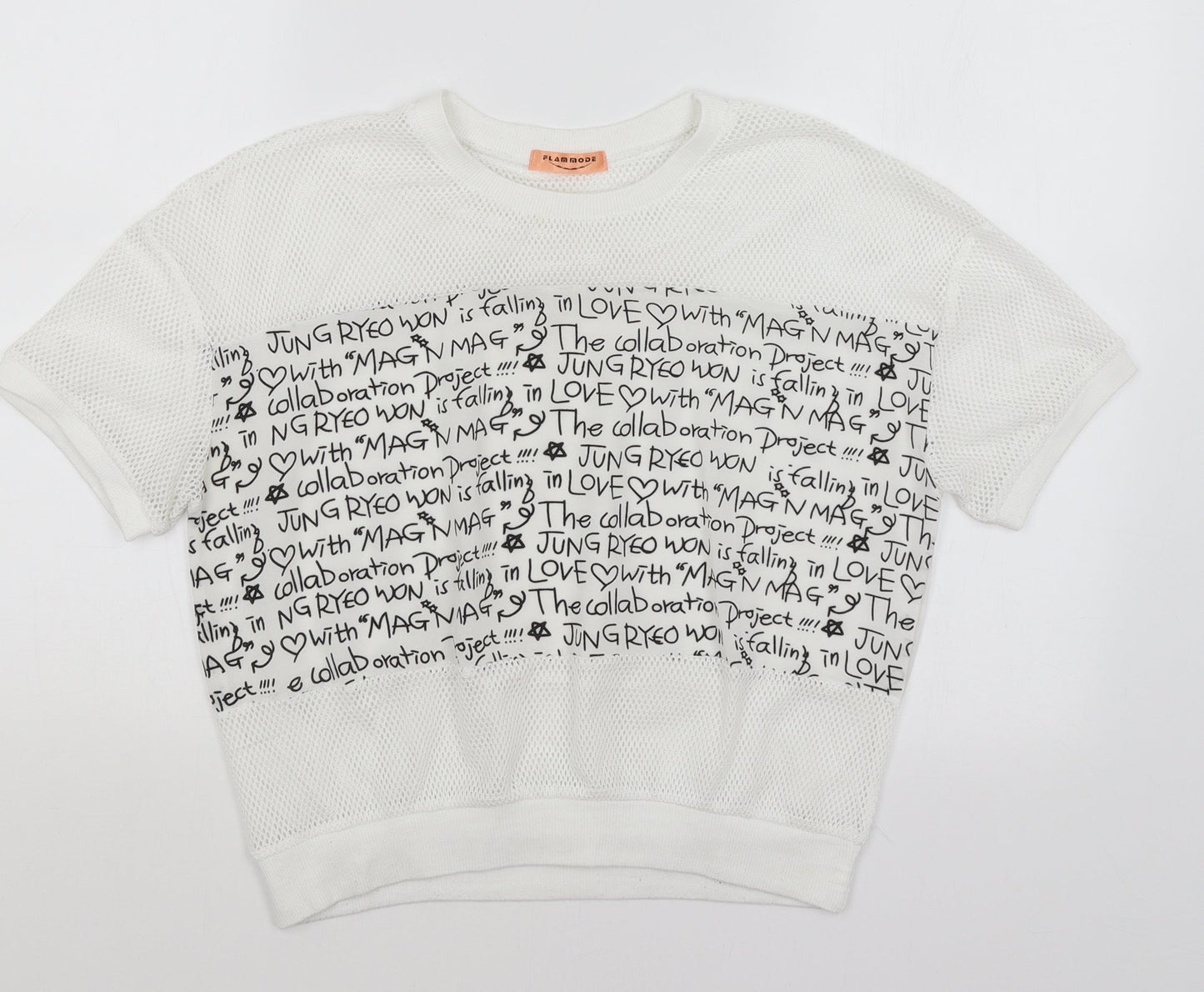 Womens UK Size M Flammode White Basic T-Shirt