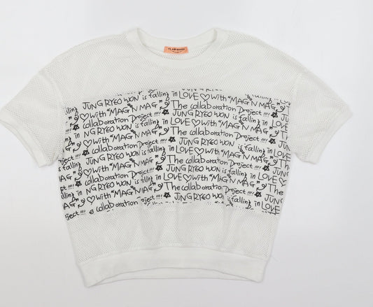 Womens UK Size M Flammode White Basic T-Shirt