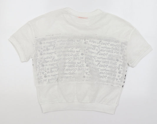 Womens UK Size M Flammode White Basic T-Shirt
