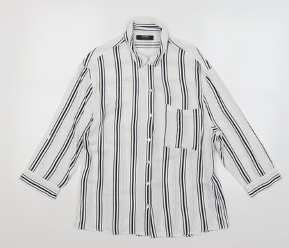 Womens UK Size S Bershka White Basic Button-Up
