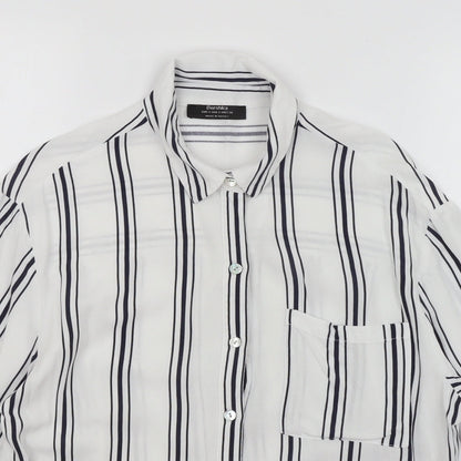Womens UK Size S Bershka White Basic Button-Up