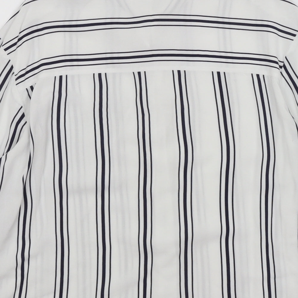 Womens UK Size S Bershka White Basic Button-Up