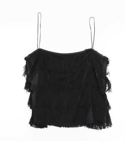 Womens UK Size 12 Preworn Black Cropped Tank