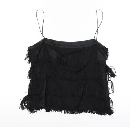 Womens UK Size 12 Preworn Black Cropped Tank