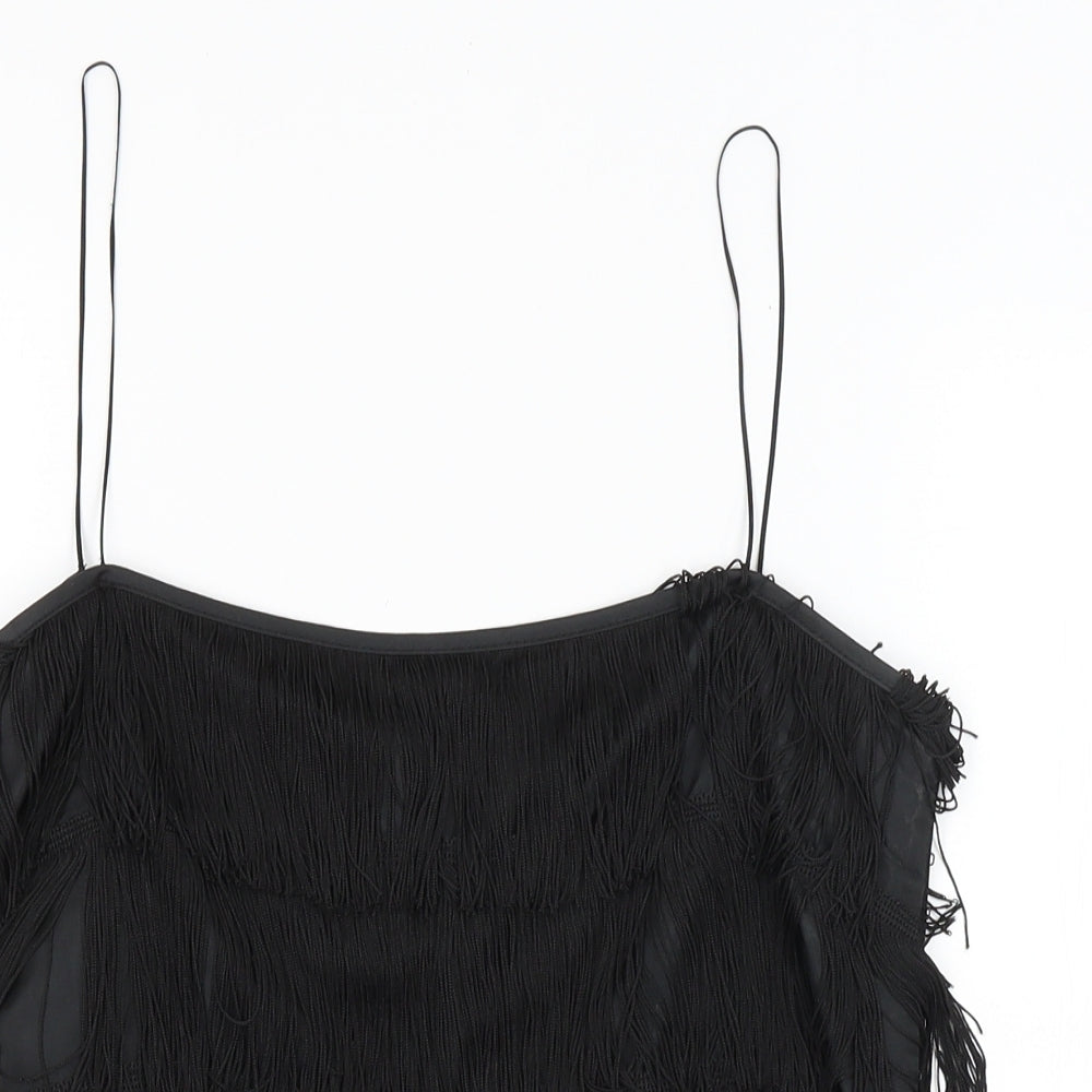 Womens UK Size 12 Preworn Black Cropped Tank