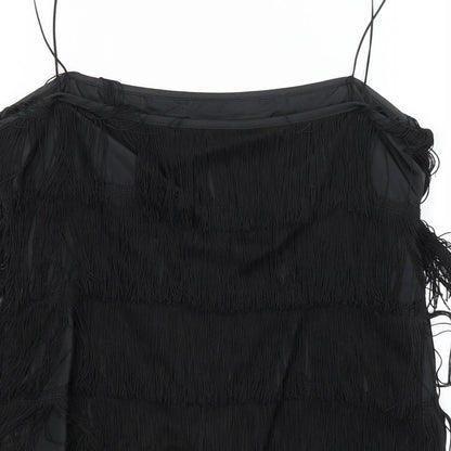 Womens UK Size 12 Preworn Black Cropped Tank