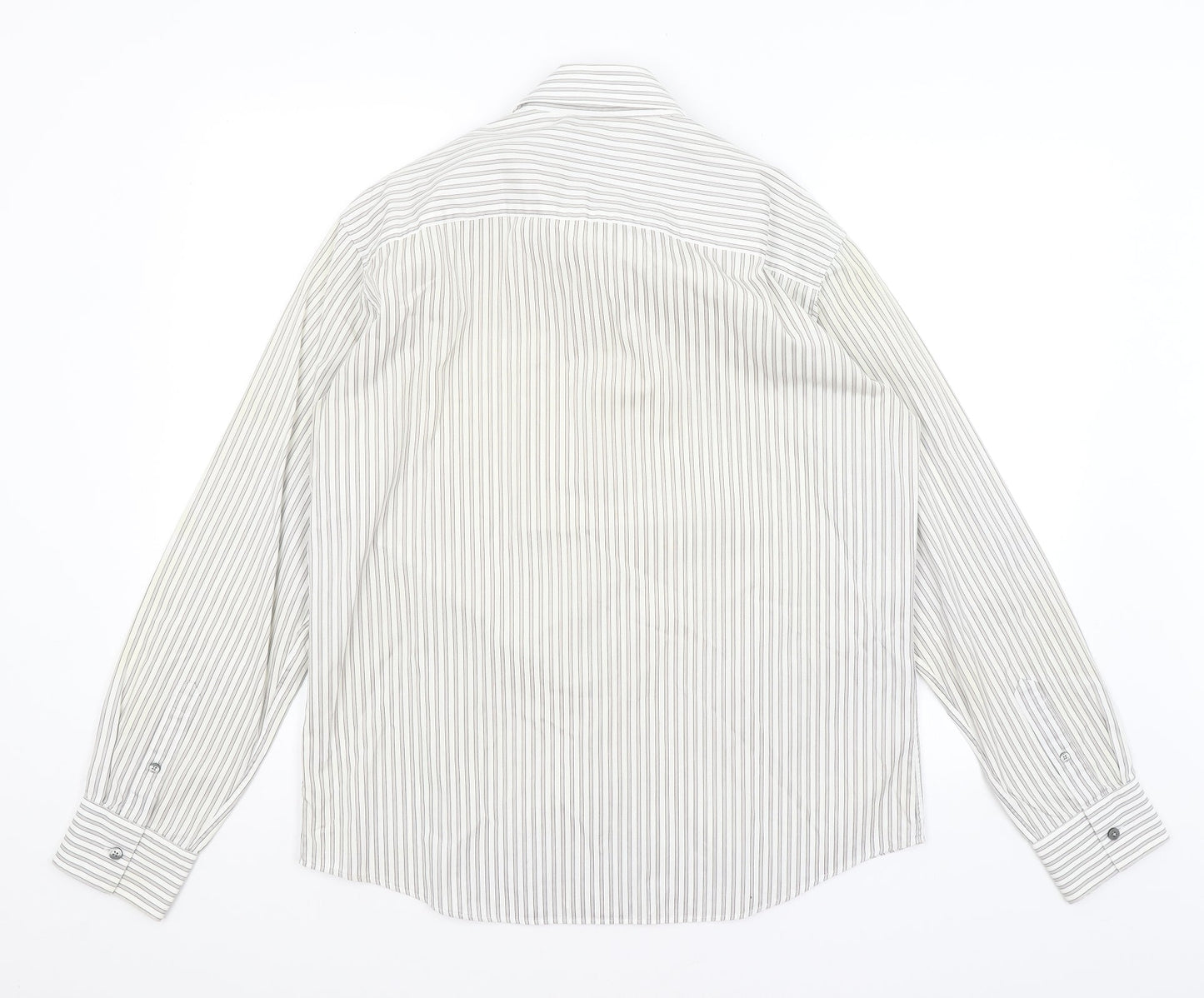 Autograph Mens White Striped   Button-Up Size M