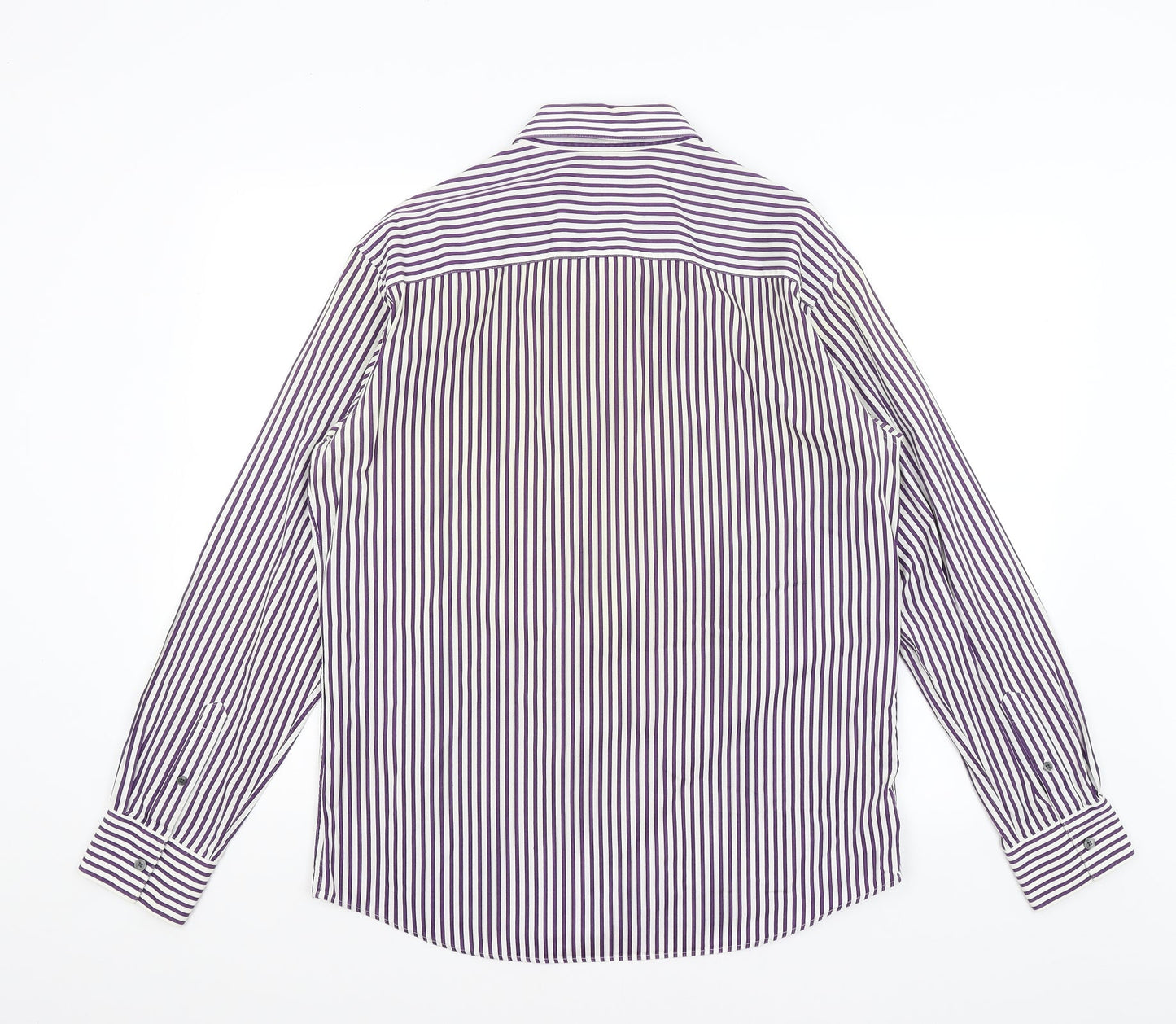 Autograph Mens White Striped   Button-Up Size M
