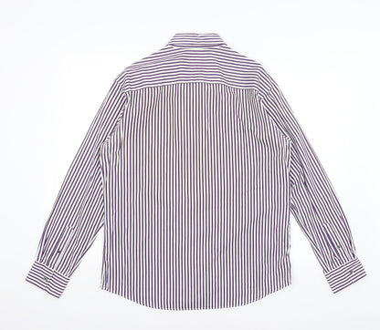 Autograph Mens White Striped   Button-Up Size M