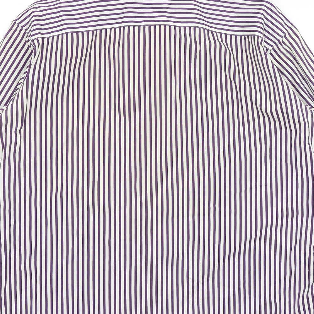 Autograph Mens White Striped   Button-Up Size M