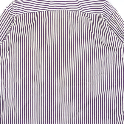 Autograph Mens White Striped   Button-Up Size M
