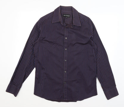 Autograph Mens Blue Striped   Button-Up Size M