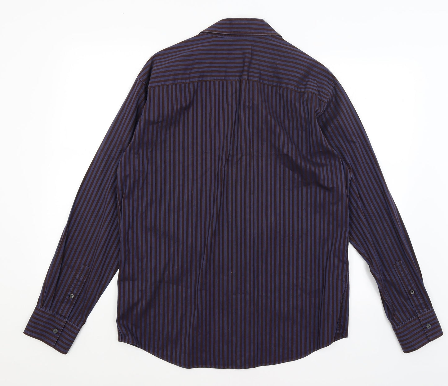 Autograph Mens Blue Striped   Button-Up Size M