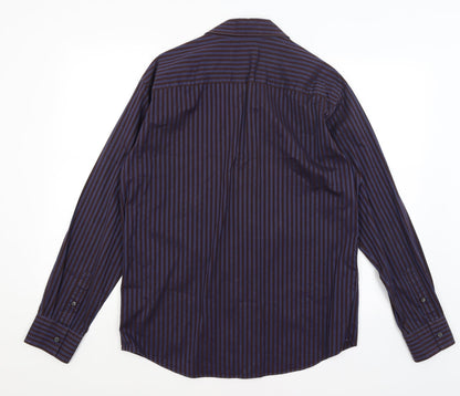 Autograph Mens Blue Striped   Button-Up Size M